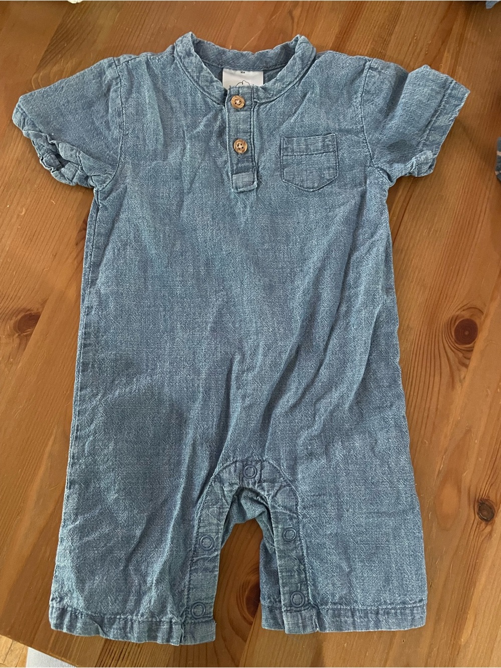 Blue Denim-Look Baby Romper